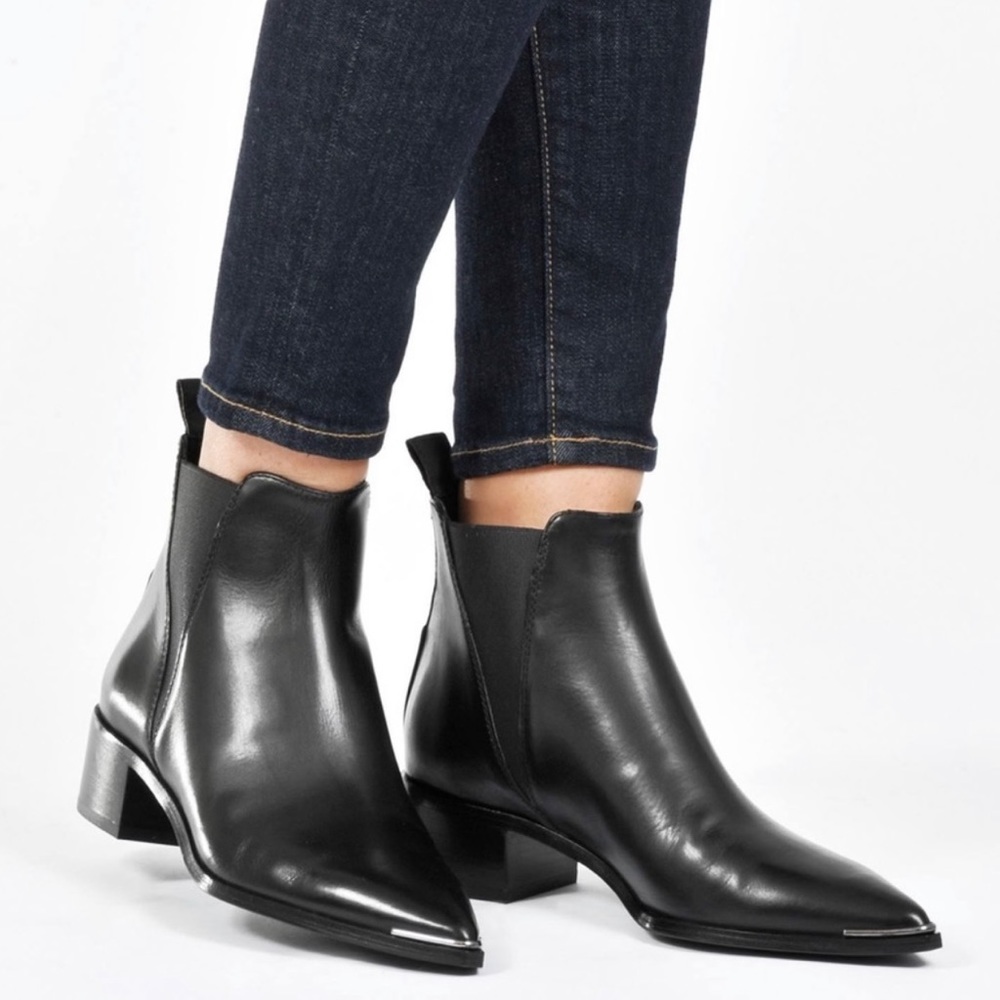 Acne Jensen Black Leather Boots, Size 11